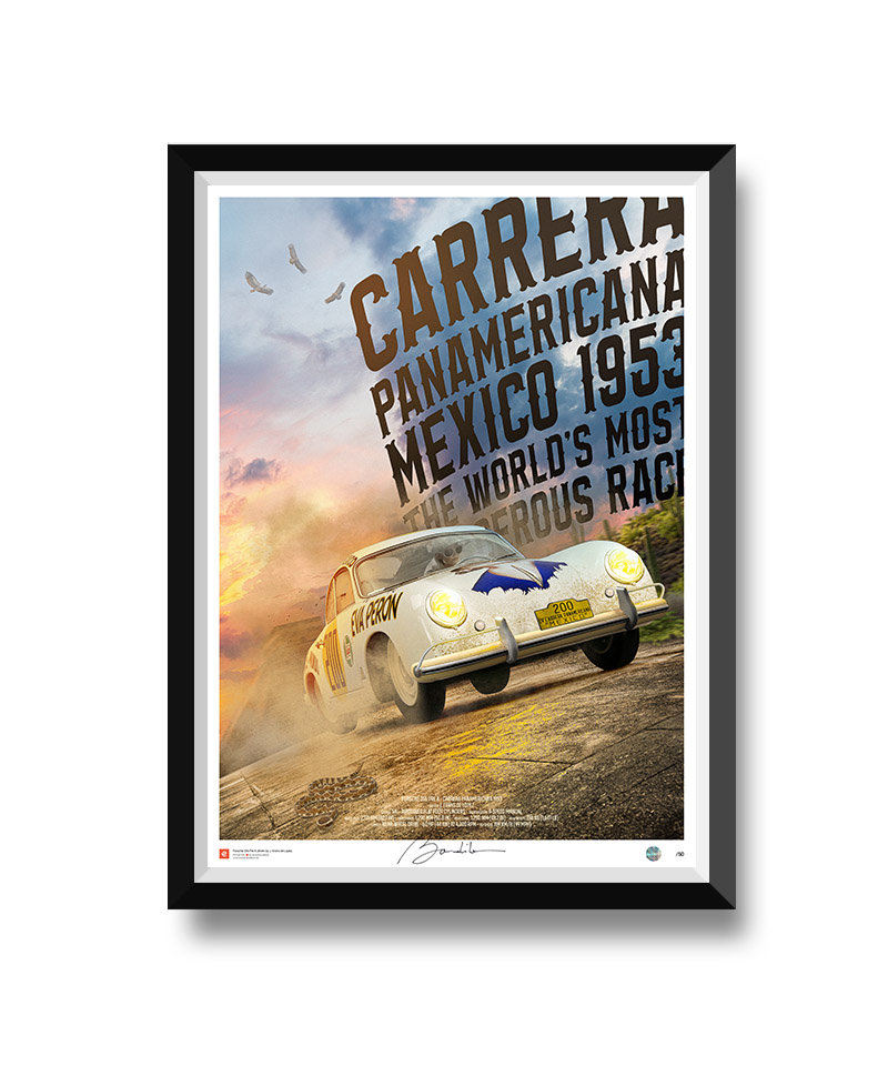 poster Porsche 356 Carrera Panamericana 1953. car poster limited edition, signed and numbered